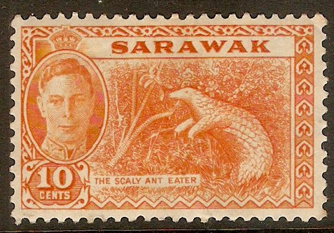 Sarawak 1950 10c orange. SG177.